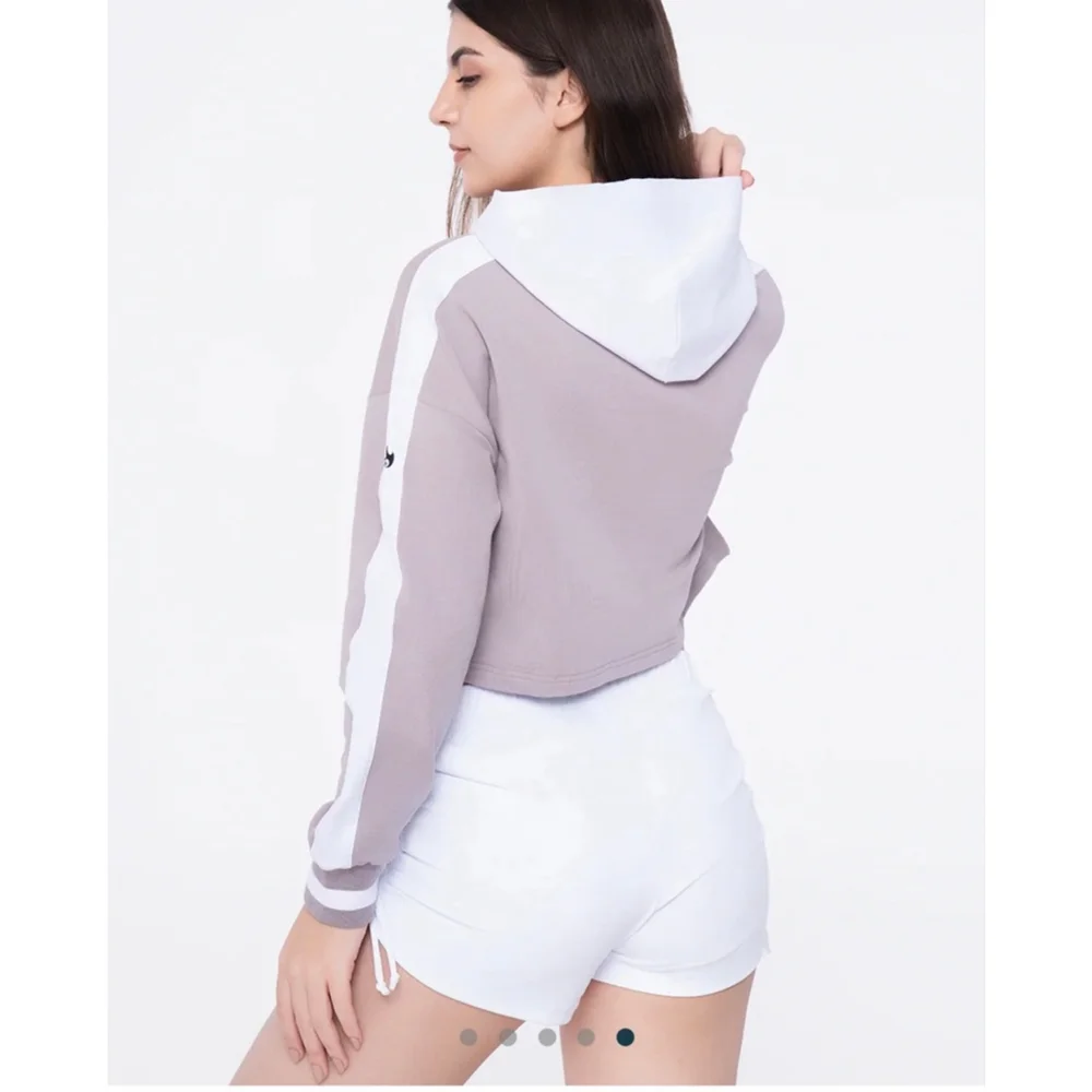 Girls Werk Hype Sweatshirt Juniors L Heather Gray White Cropped Hoodie